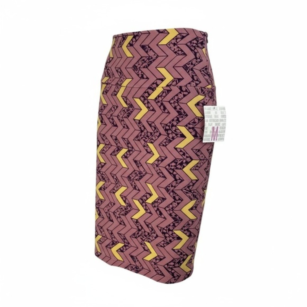 LuLaRoe Cassie Skirt‎ Medium Pink Yellow Purple Geometric Print NEW Stretchy
